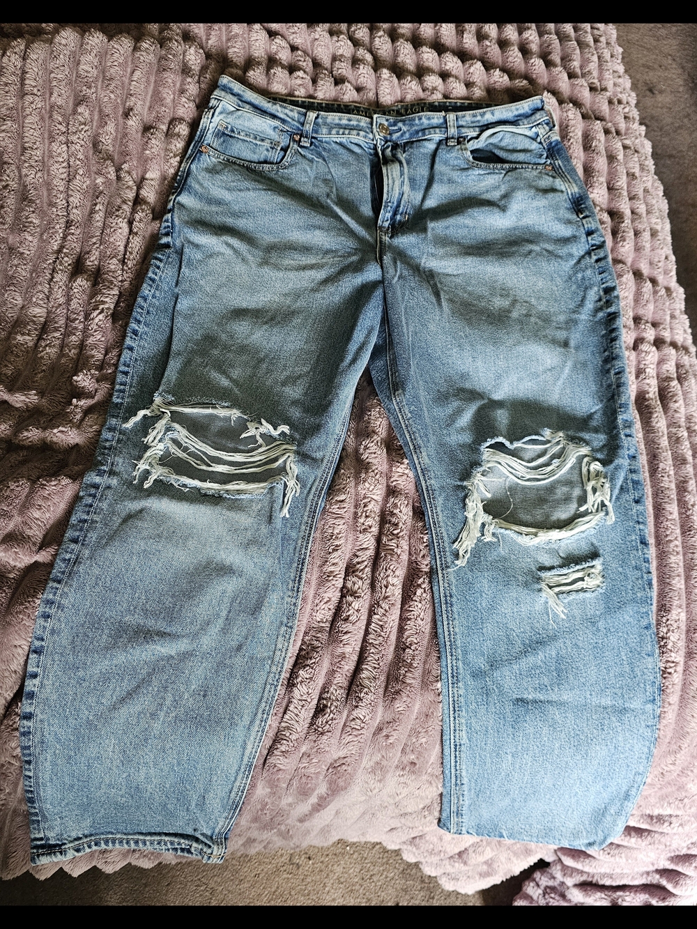 American Eagle Outfitters Light Blue Distressed Boyfriend Jeans